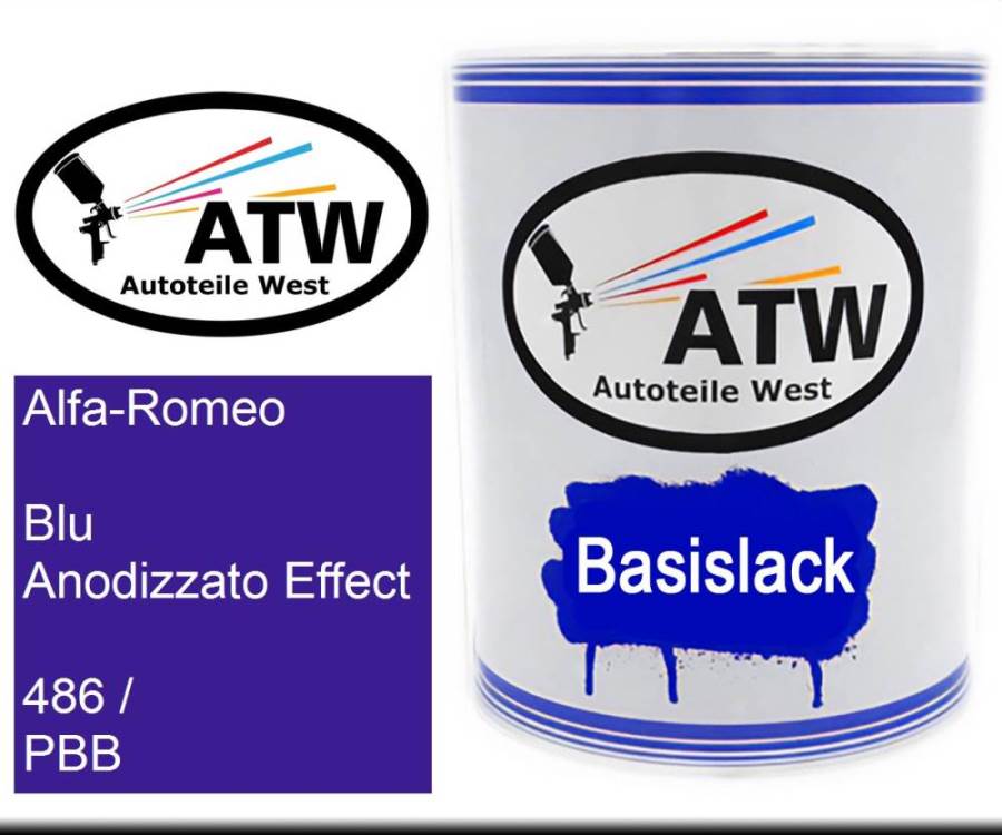 Alfa-Romeo, Blu Anodizzato Effect, 486 / PBB: 1L Lackdose, von ATW Autoteile West.